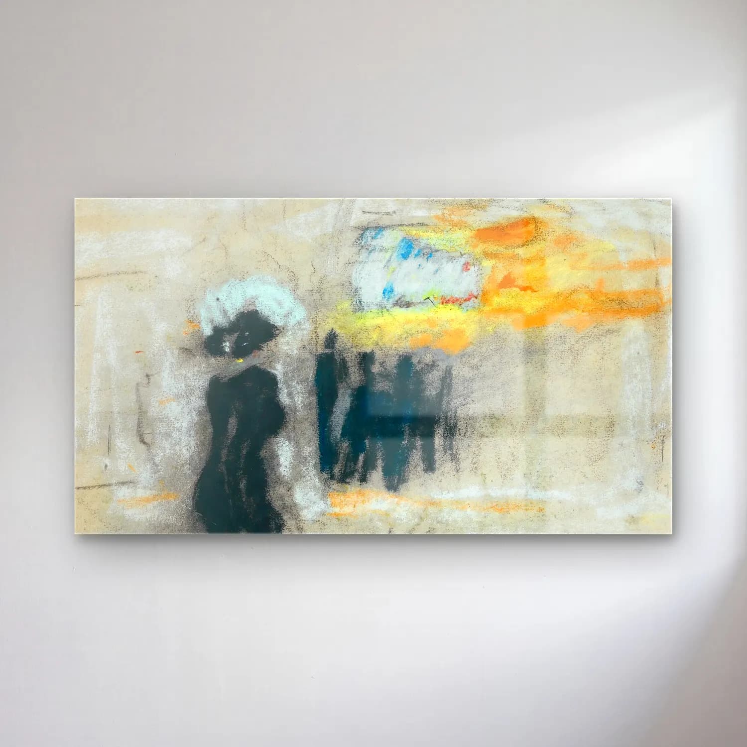 Modern Soyut Sahilde İnsanlar cam tablo — Modern Soyut Sahilde İnsanlar — modern soyut sahilde i̇nsanlar