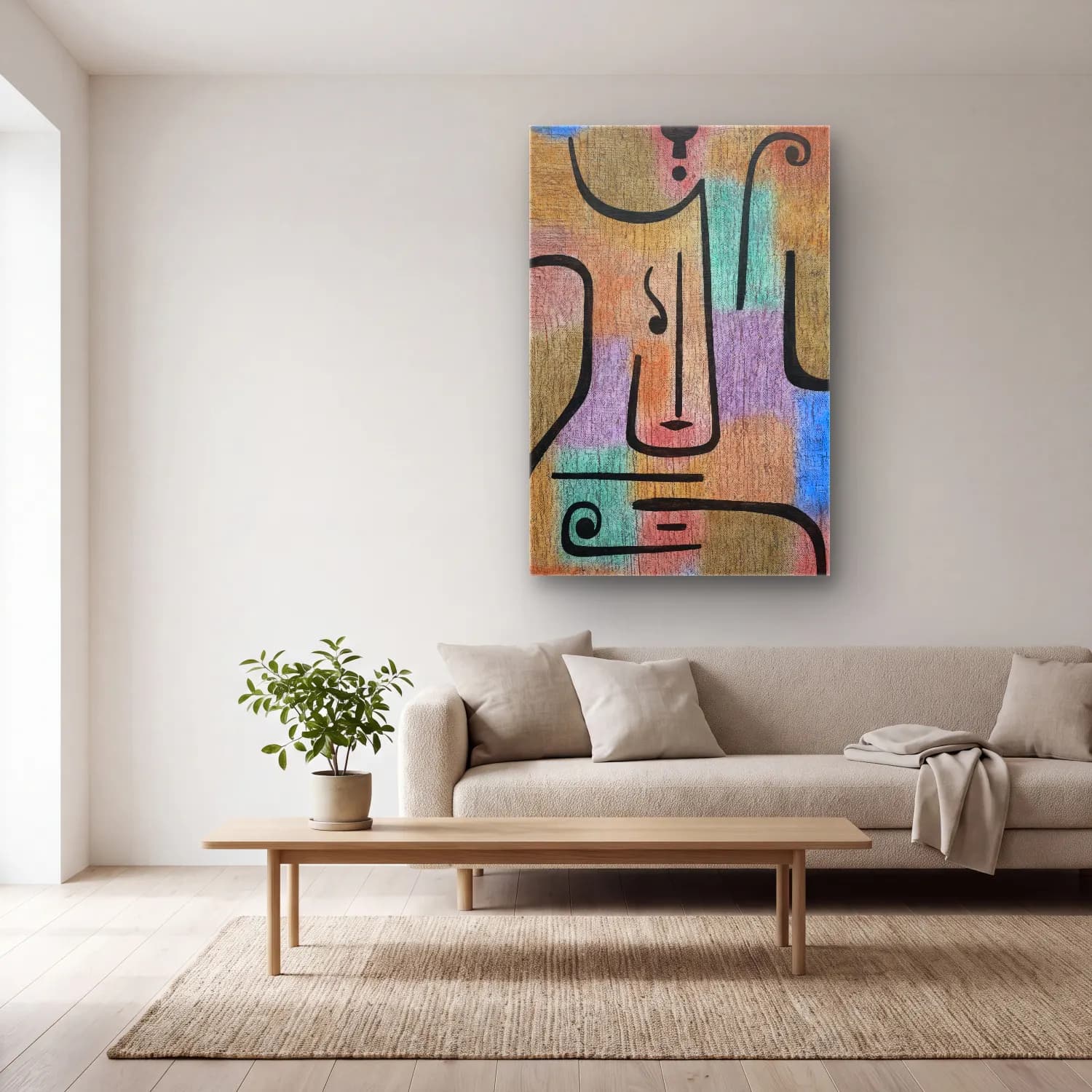 Paul Klee – Erzengel cam tablo — açık renk salonda