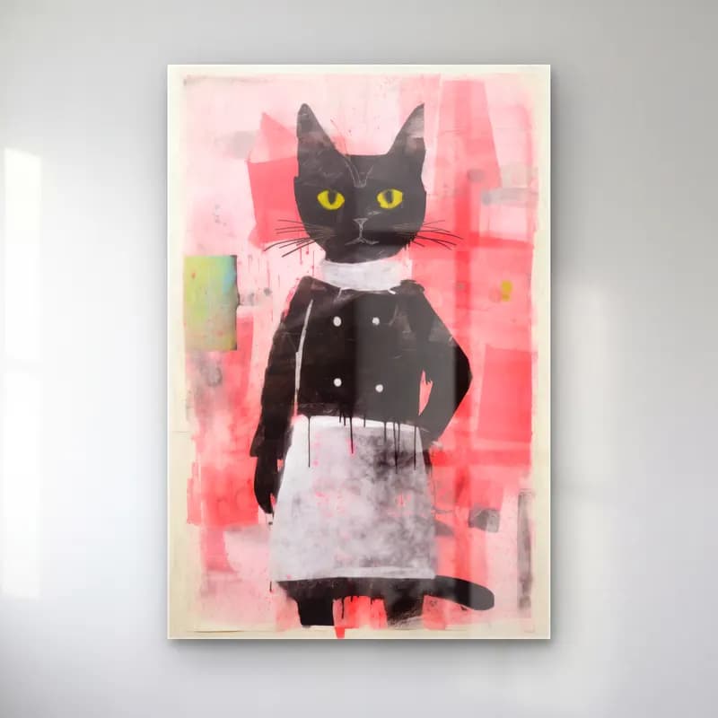 Siyah Beyaz Kedi No. 4 cam tablo — Siyah Beyaz Kedi No. 4 — siyah beyaz kedi