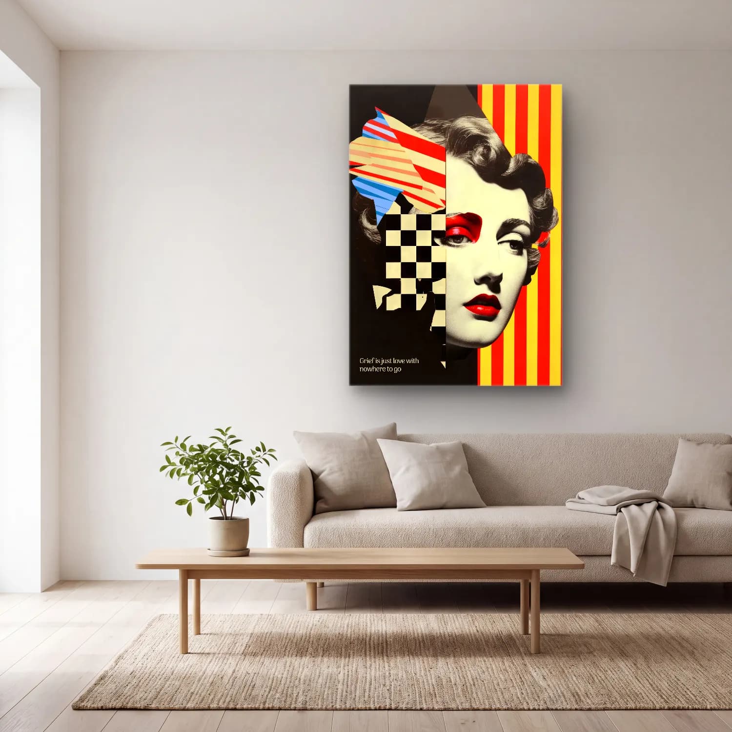 Pop Art Moda İllüstrasyonu No. 4 cam tablo — açık renk salonda
