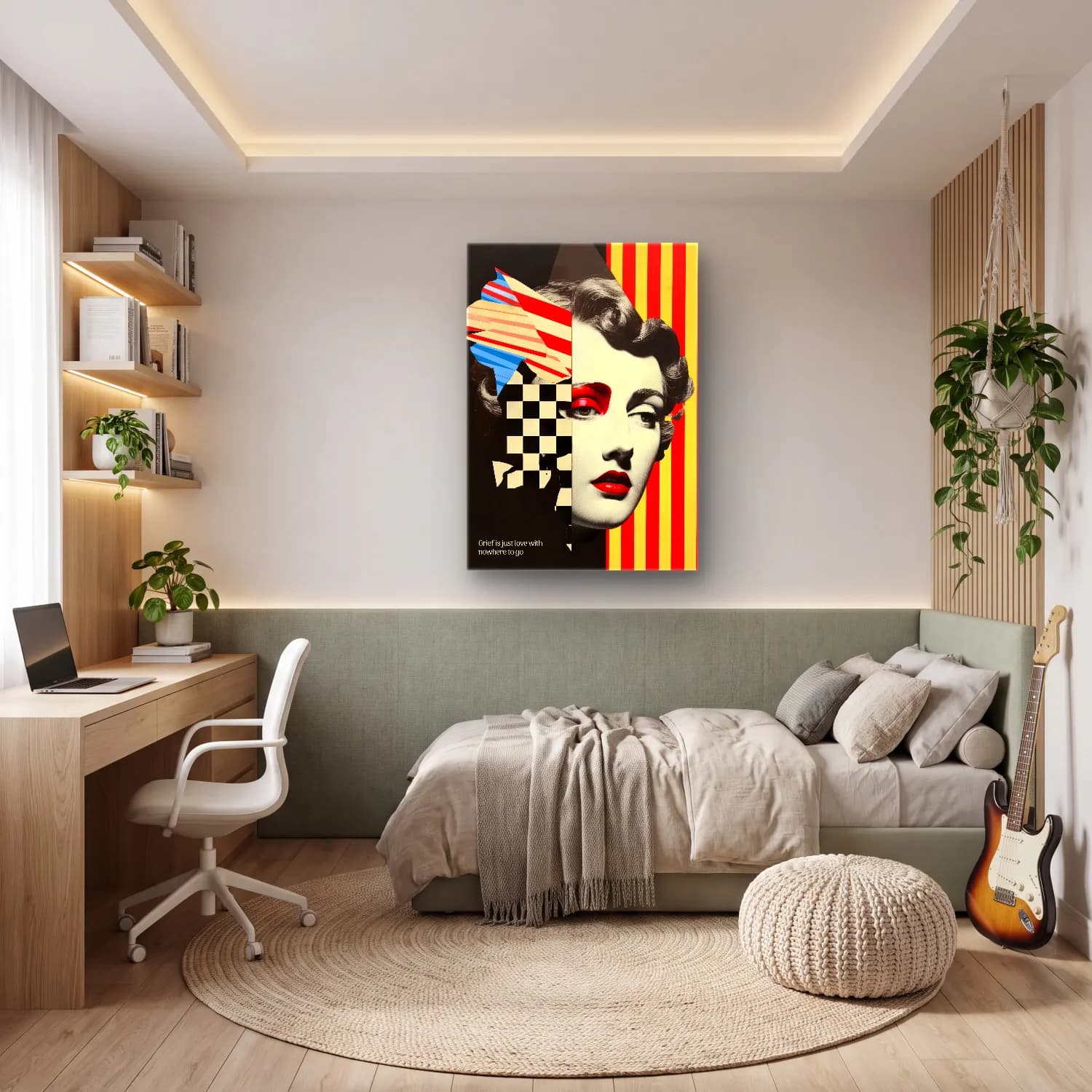 Pop Art Moda İllüstrasyonu No. 4 cam tablo — genç odasında