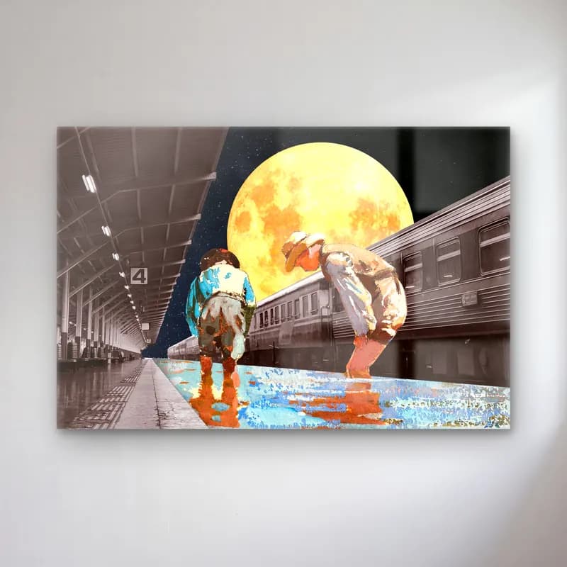 Vintage Tren – Sarı Tonlar cam tablo — Vintage Tren – Sarı Tonlar — vintage tren