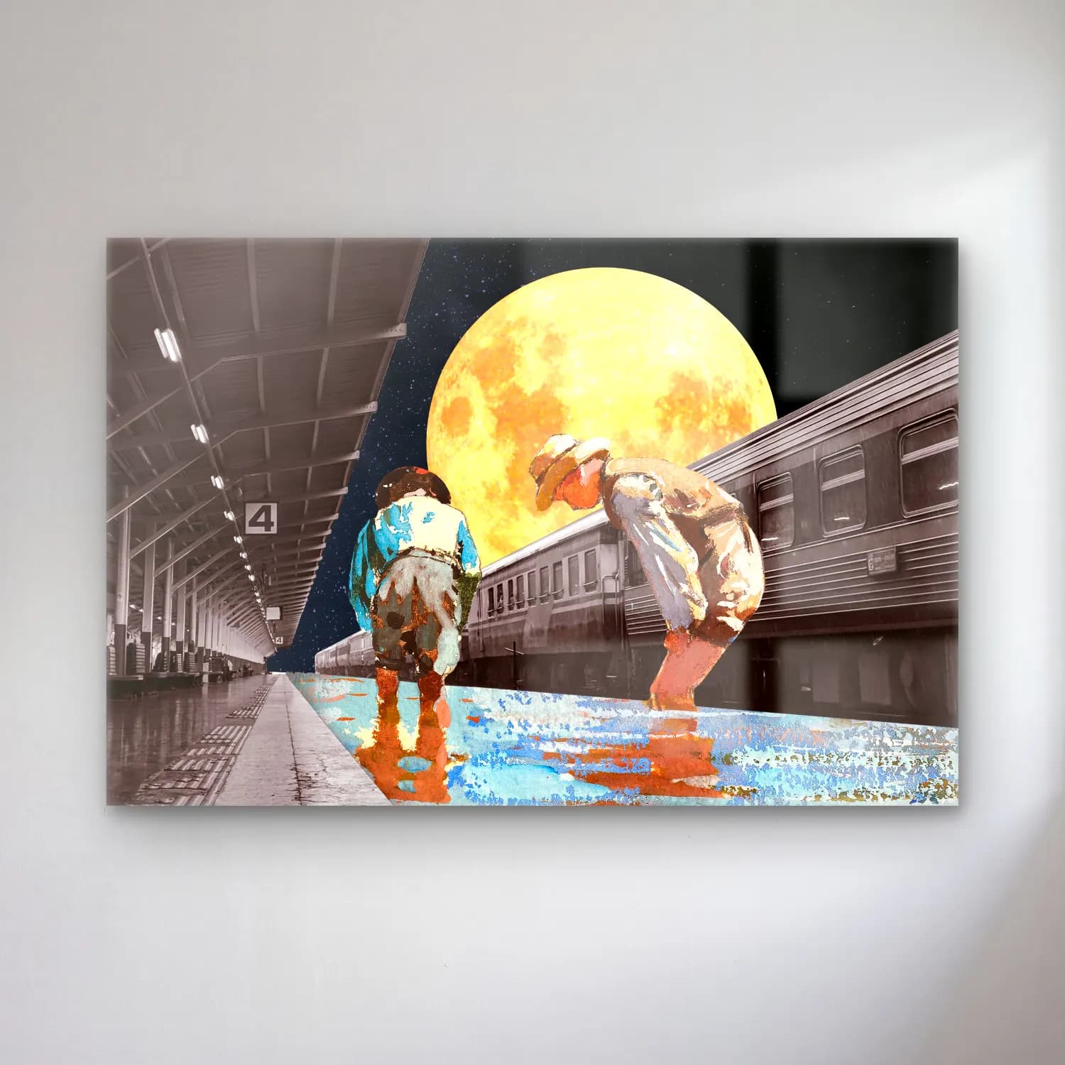 Vintage Tren – Sarı Tonlar cam tablo — Vintage Tren – Sarı Tonlar — vintage tren