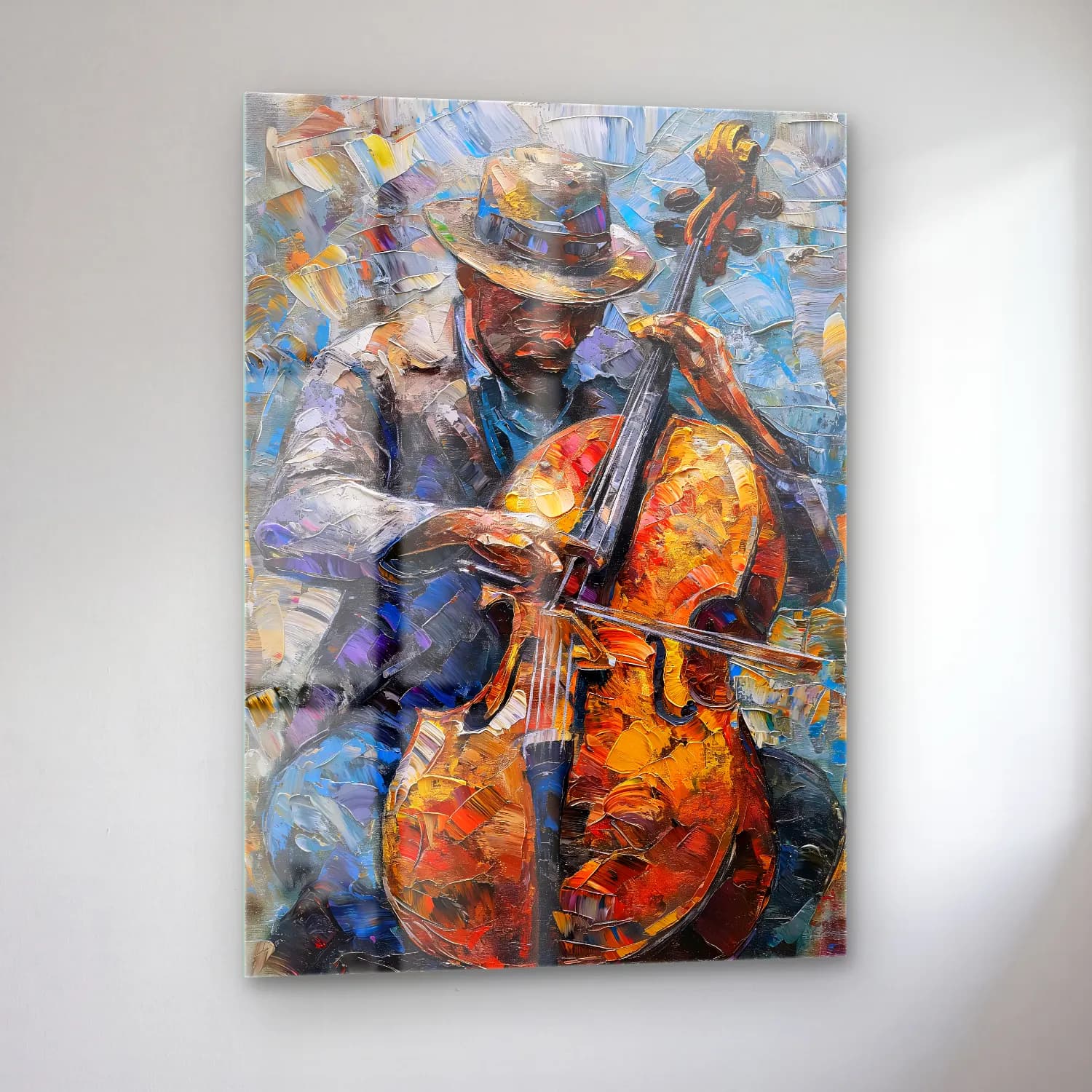 Empresyonist Gitar cam tablo — sol açıdan görünüm
