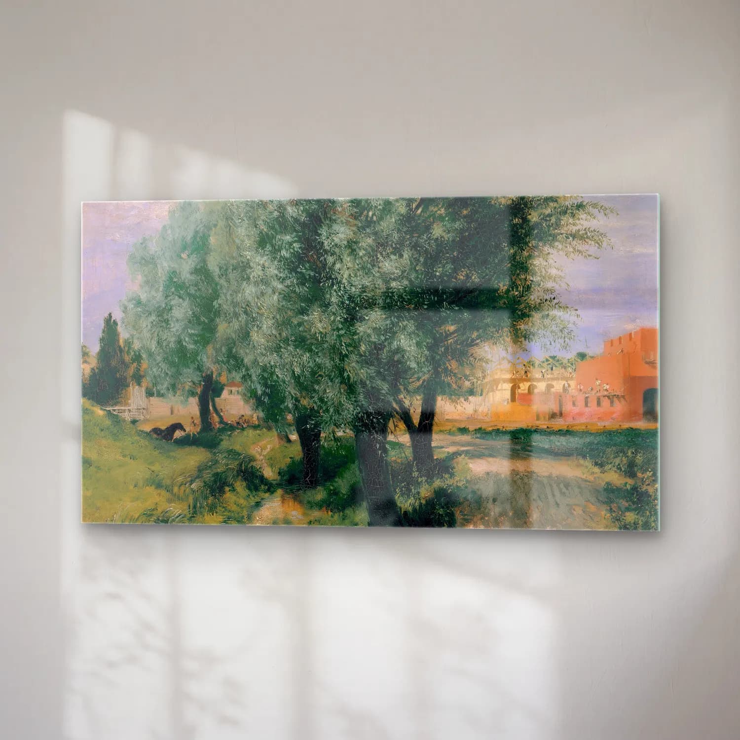 Adolph von Menzel – Building Site with Willows cam tablo — sağ açıdan görünüm