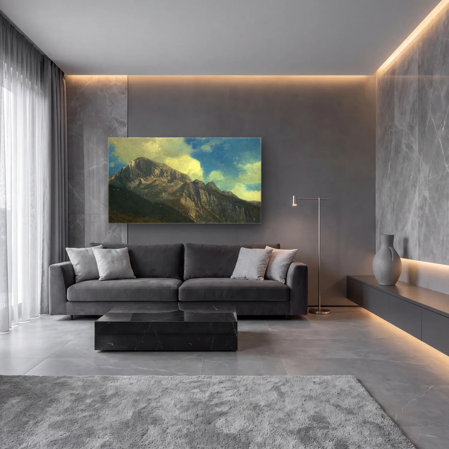 Albert Bierstadt – Mountains cam tablo — lüks salon duvarında