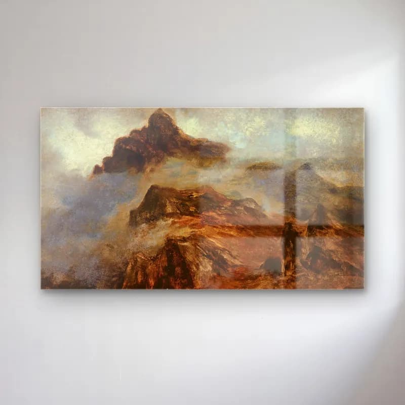 Albert Bierstadt – Study of Rocky Mountains cam tablo — Albert Bierstadt – Study of Rocky Mountains — empresyonist dağ manzarası