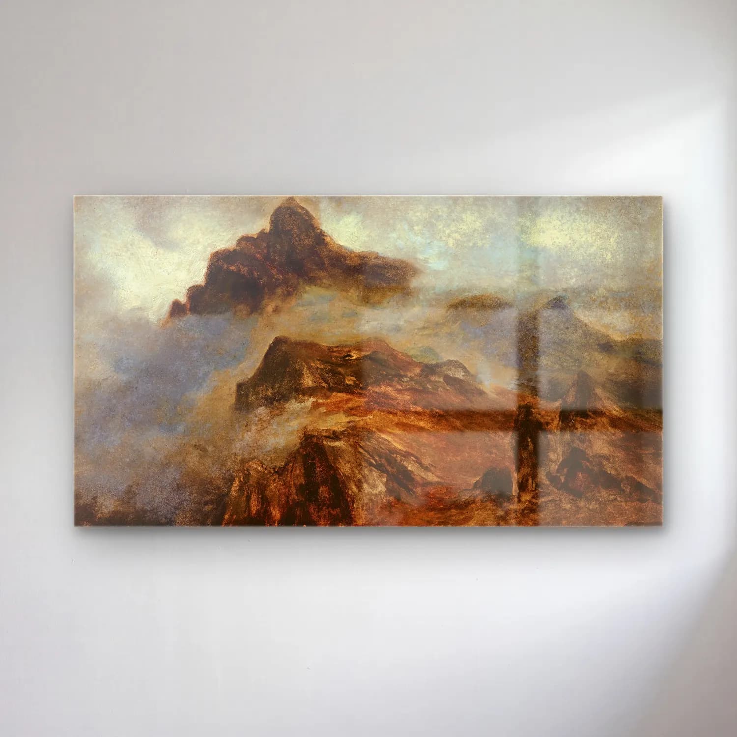Albert Bierstadt – Study of Rocky Mountains cam tablo — Albert Bierstadt – Study of Rocky Mountains — empresyonist dağ manzarası