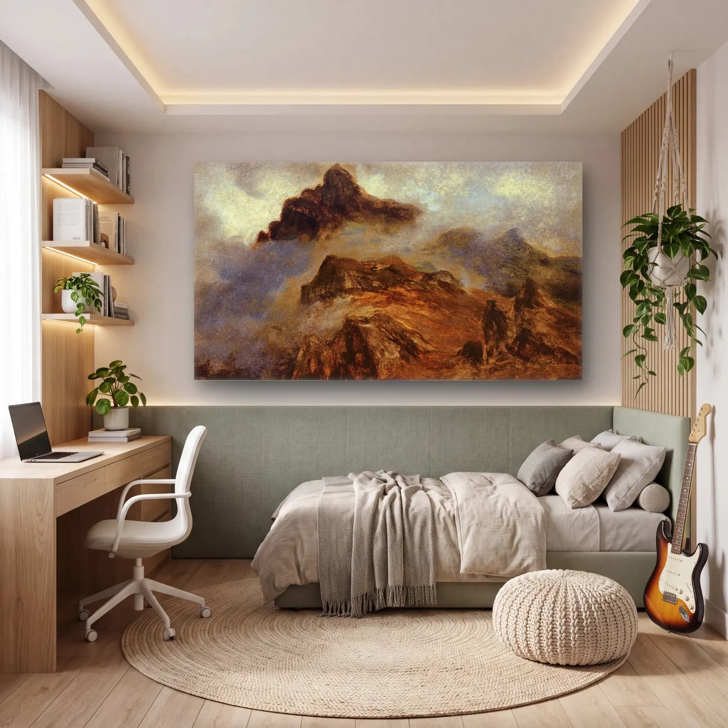 Albert Bierstadt – Study of Rocky Mountains cam tablo — genç odasında