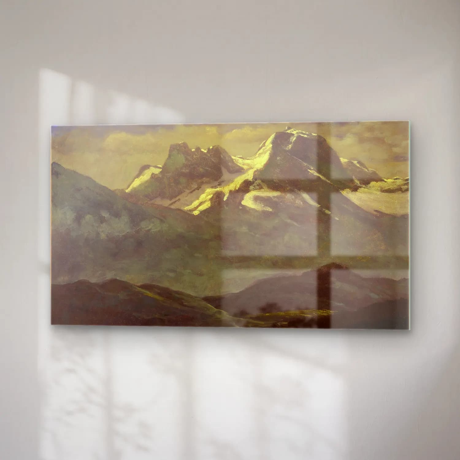 Albert Bierstadt – Summer Snow on the Peaks or Snow Capped Mountains cam tablo — sağ açıdan görünüm