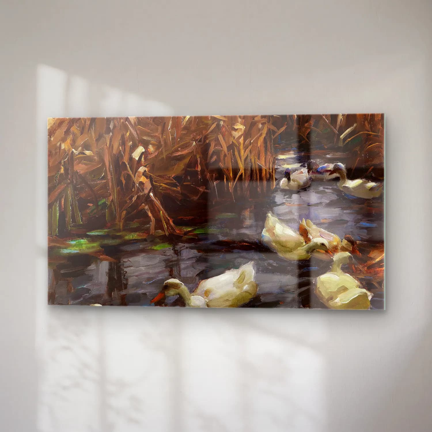 Alexander Koester – Acht Enten im Herbstschilf (Ca. 1900-1905) cam tablo — sağ açıdan görünüm
