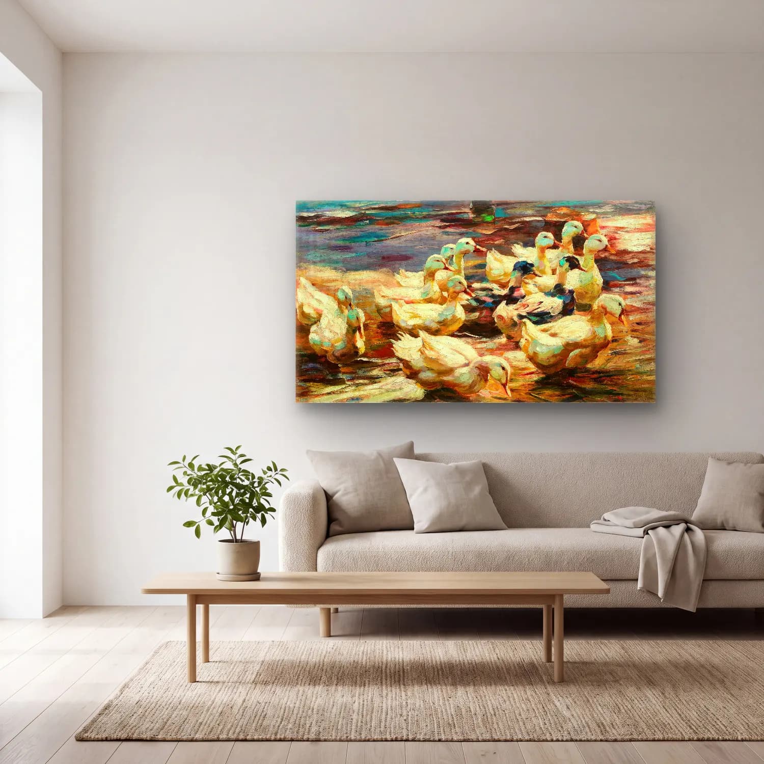 Alexander Koester – Ducks Getting Out of the Water cam tablo — açık renk salonda