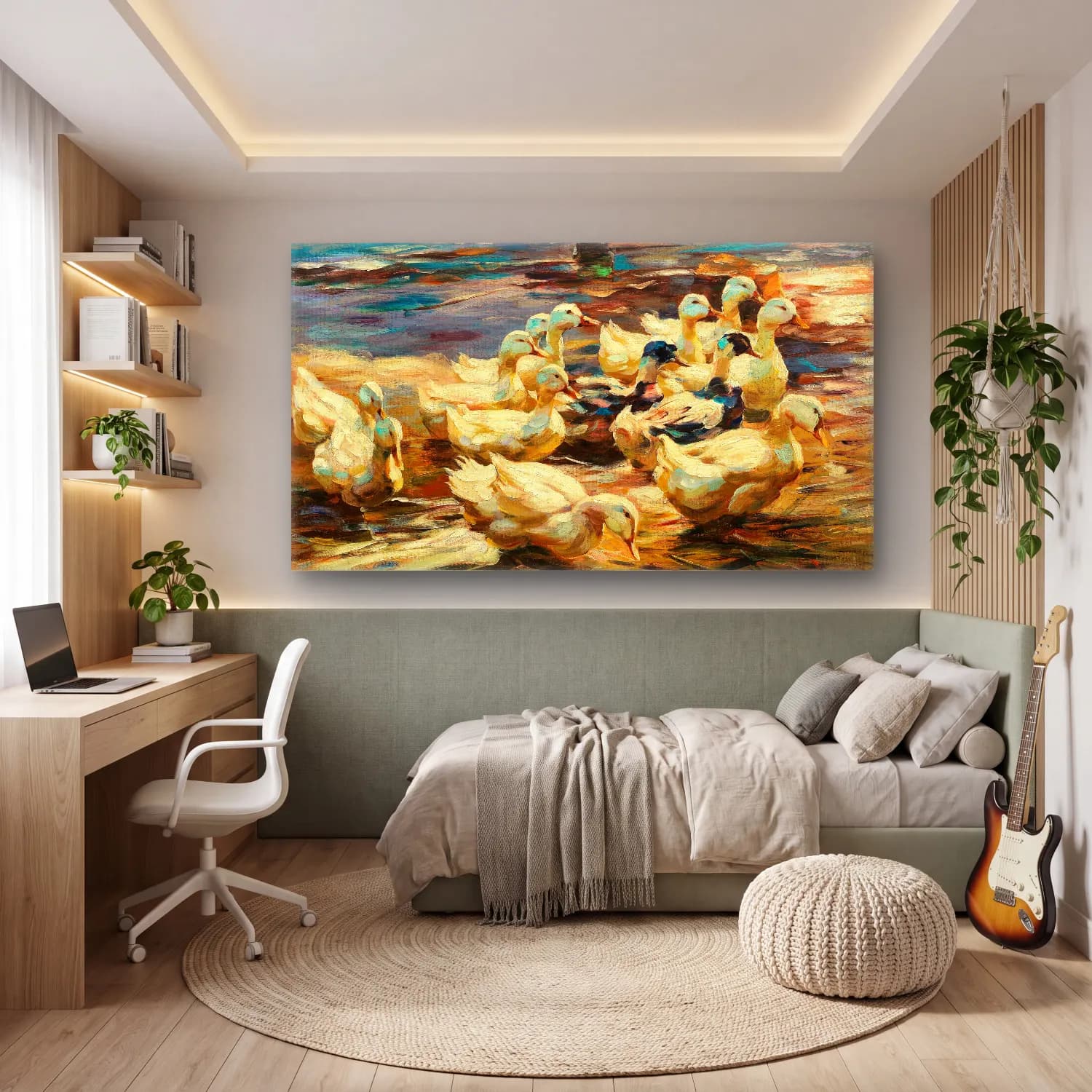 Alexander Koester – Ducks Getting Out of the Water cam tablo — genç odasında