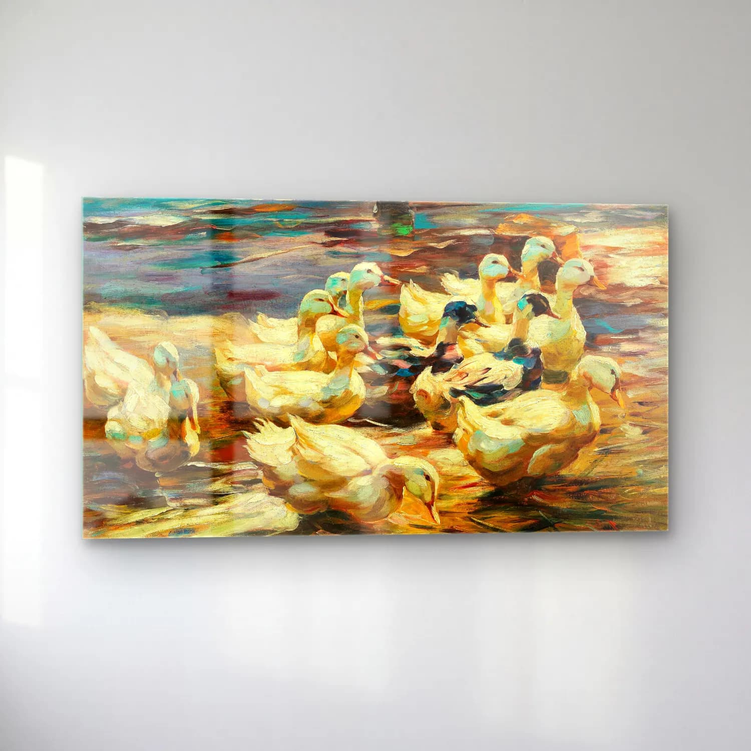 Alexander Koester – Ducks Getting Out of the Water cam tablo — sol açıdan görünüm