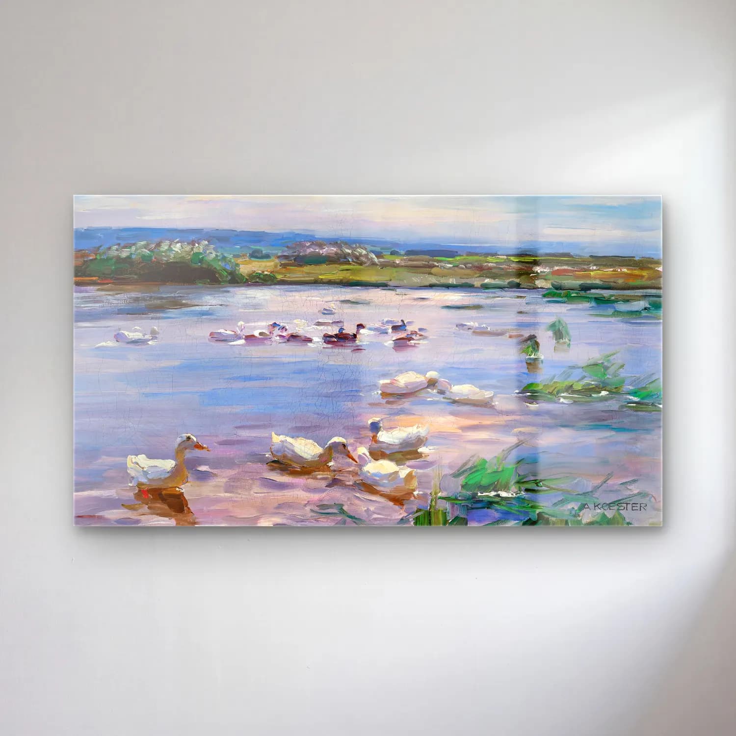 Alexander Koester – Ducks on the Lakeside cam tablo — Alexander Koester – Ducks on the Lakeside — empresyonist ördekler