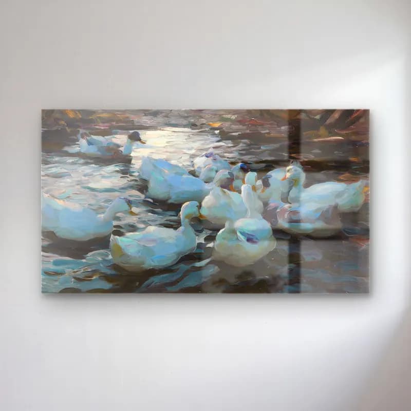 Alexander Koester – Elf Enten im Wasser (Ca. 1915-1932) cam tablo — Alexander Koester – Elf Enten im Wasser (Ca. 1915-1932) — empresyonist ördekler