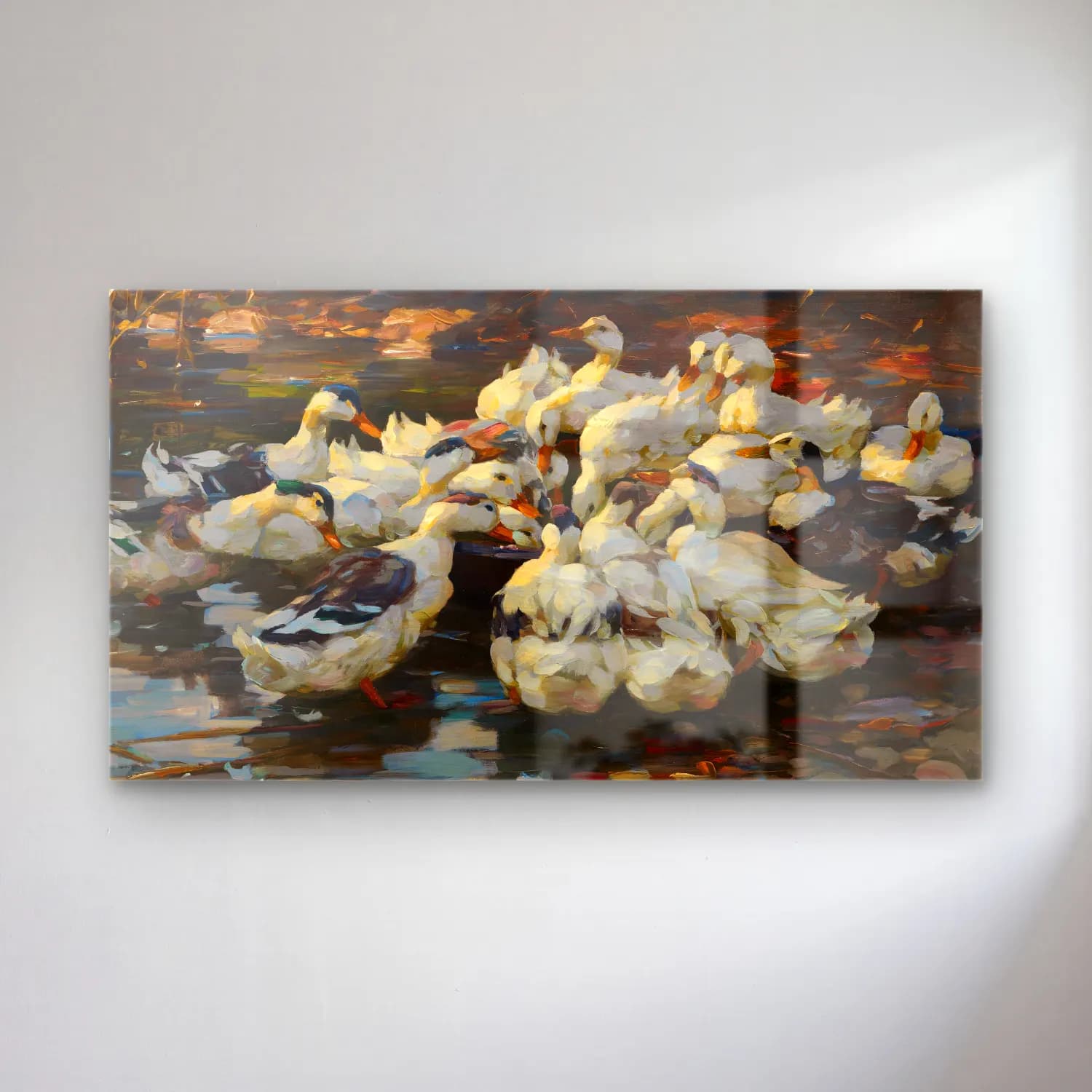 Alexander Koester – Enten am Freßnapf (Entenfütterung) cam tablo — Alexander Koester – Enten am Freßnapf (Entenfütterung) — yağlı boya ördekler