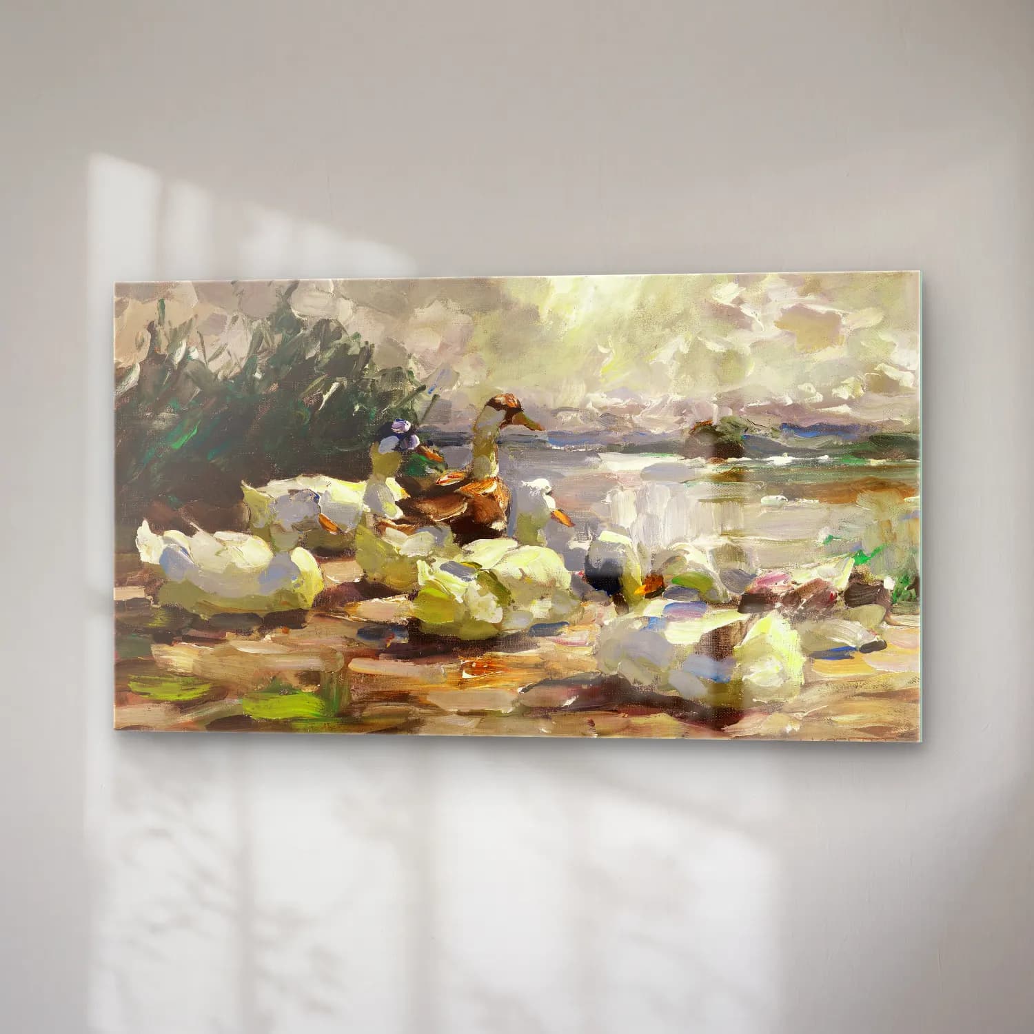 Alexander Koester – Enten am Ufer (schöne Wolkenstimmung) cam tablo — sağ açıdan görünüm