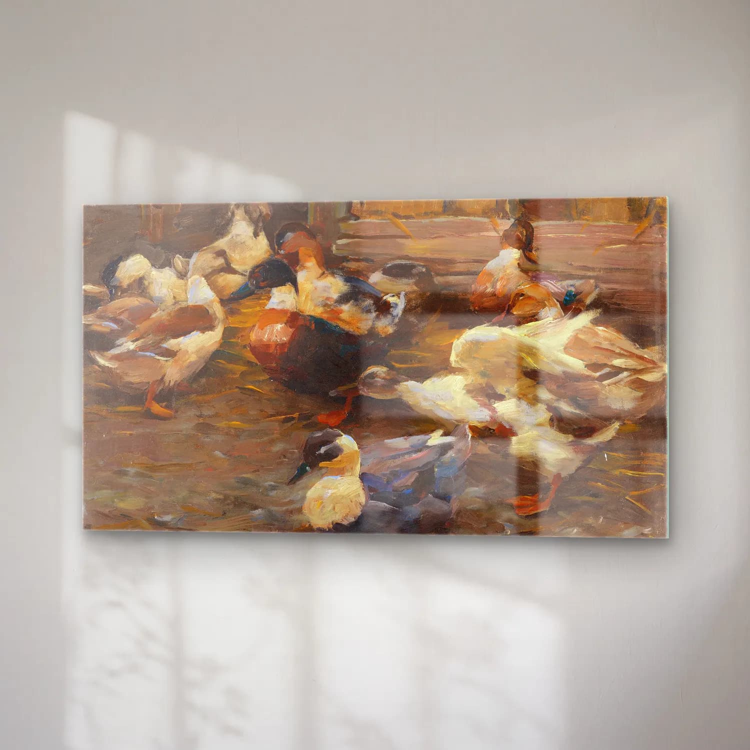 Alexander Koester – Enten vor dem Stall (Ca. 1905) cam tablo — sağ açıdan görünüm
