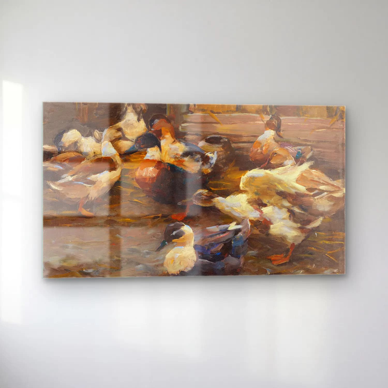 Alexander Koester – Enten vor dem Stall (Ca. 1905) cam tablo — sol açıdan görünüm