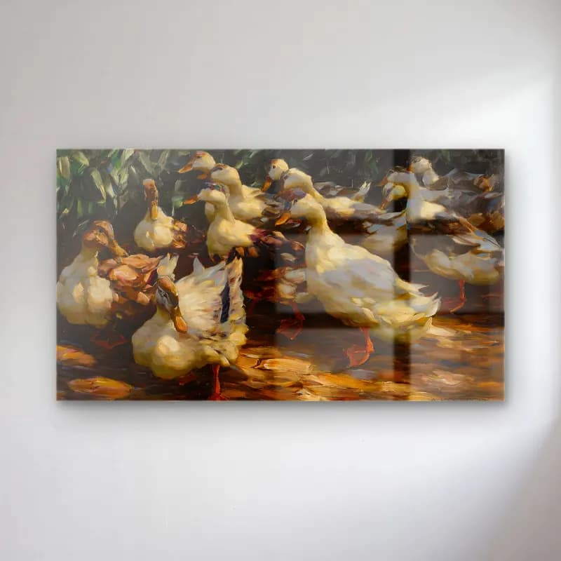 Alexander Koester – In der Abendsonne cam tablo — Alexander Koester – In der Abendsonne — yağlı boya ördekler