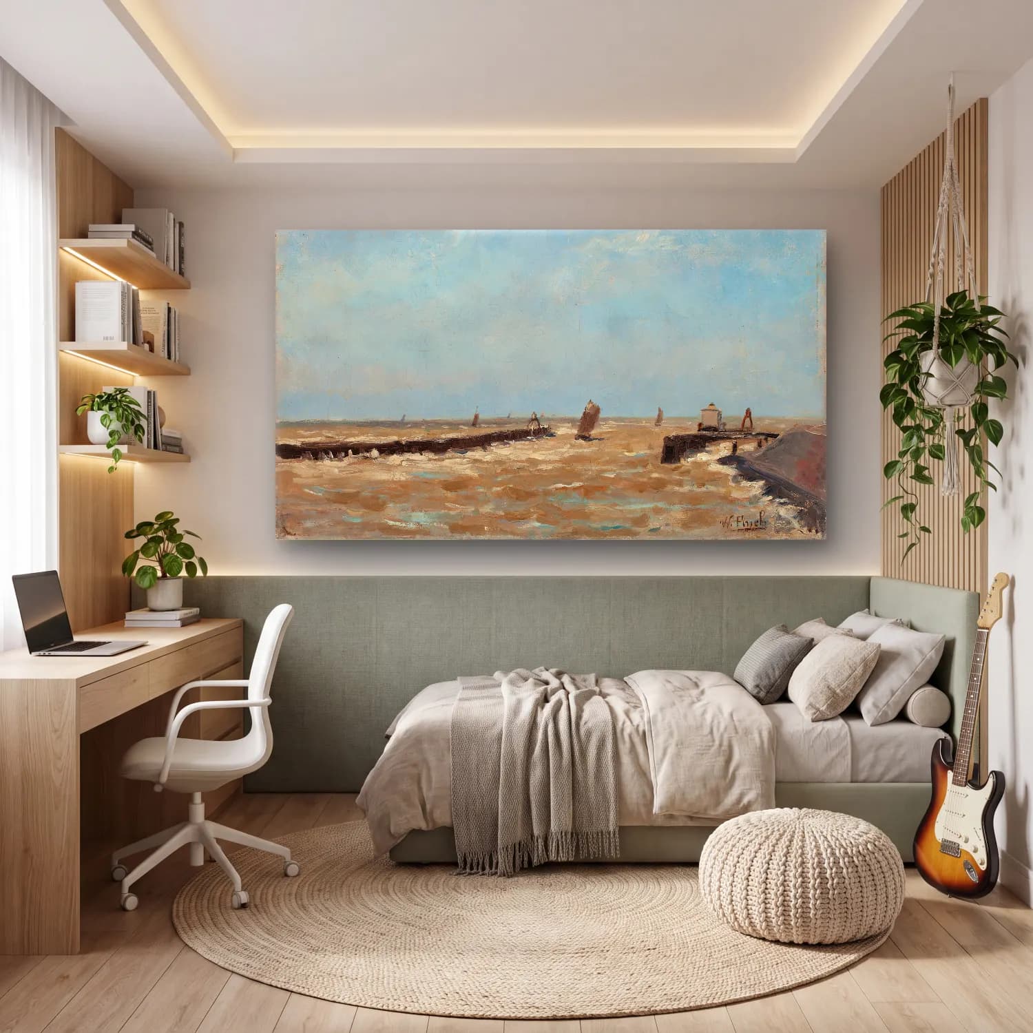 Alfred William Finch – A Belgian harbour cam tablo — genç odasında