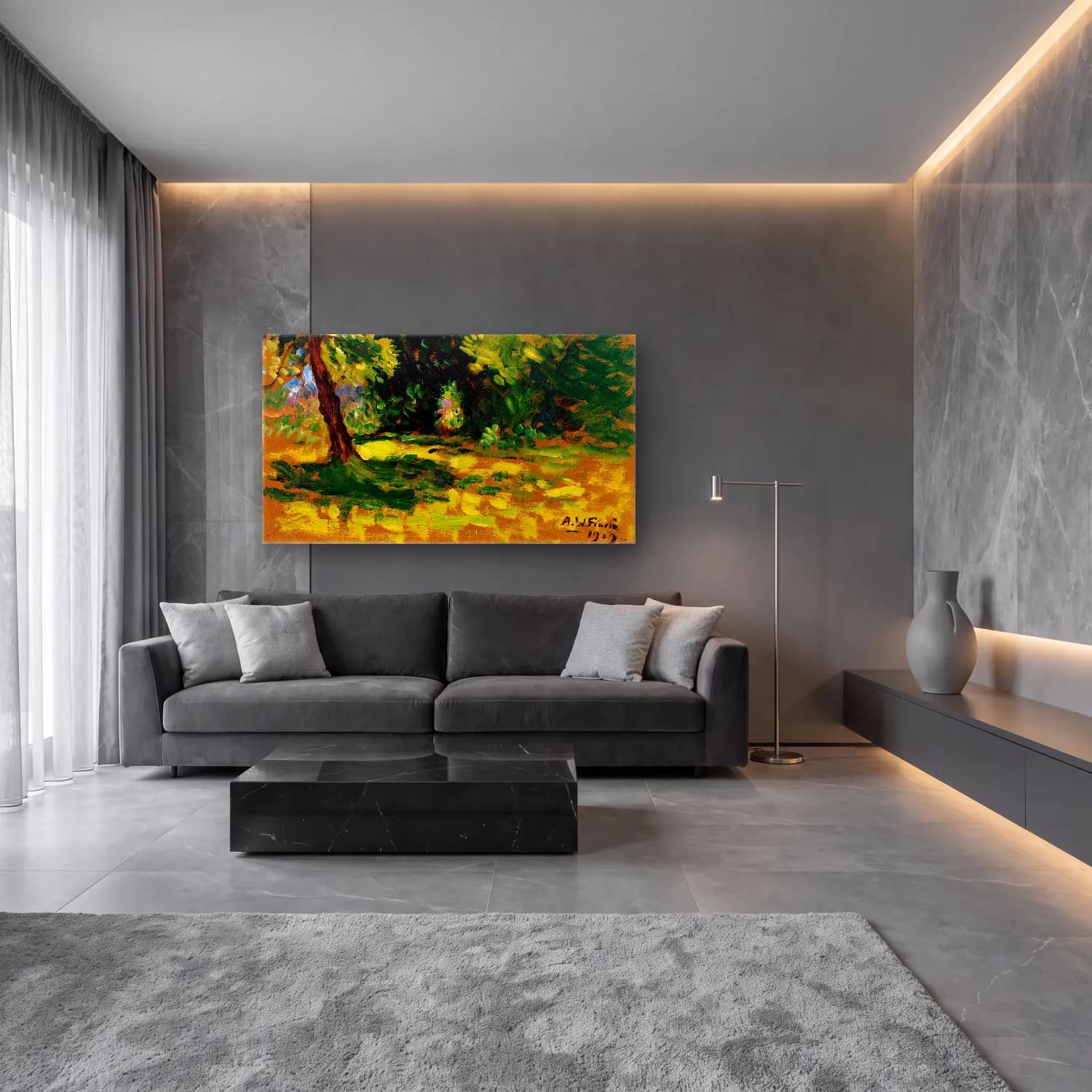 Alfred William Finch – Bushes cam tablo — lüks salon duvarında