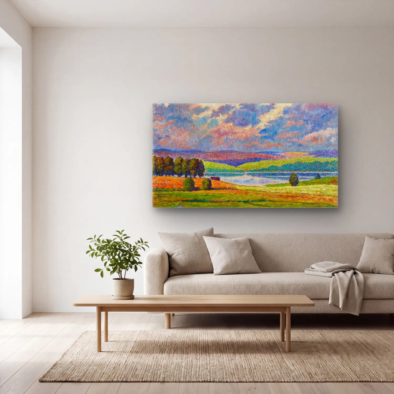 Alfred William Finch – Landscape from Padasjoki cam tablo — açık renk salonda