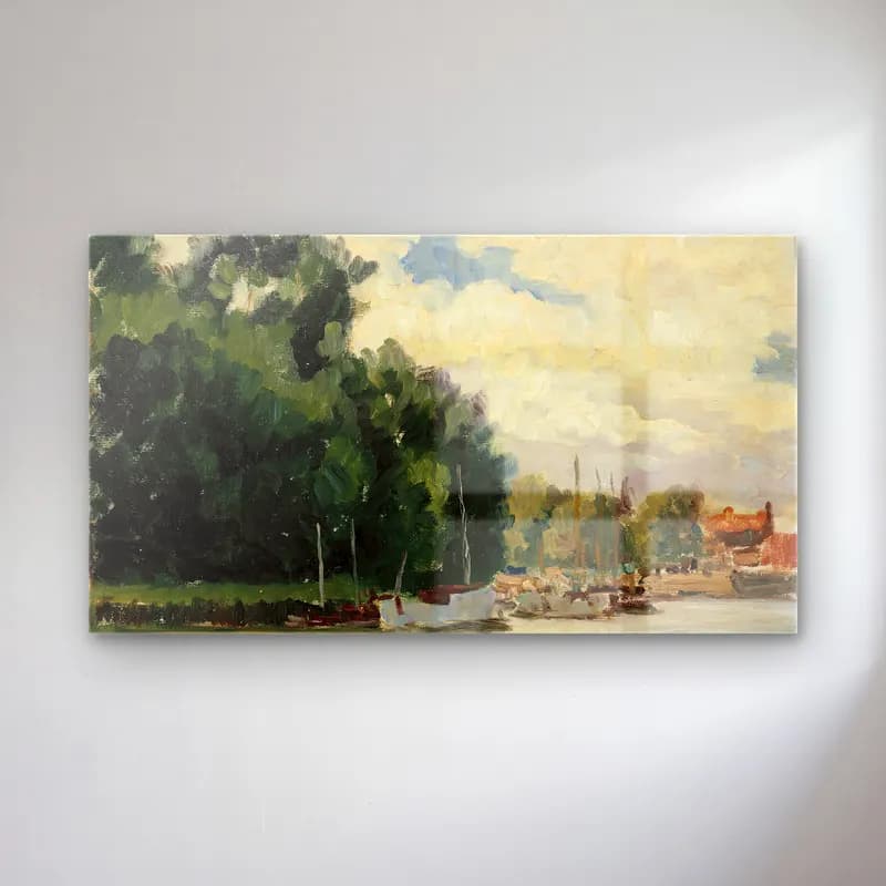 Alfred William Finch – Richmond, Thames cam tablo — Alfred William Finch – Richmond, Thames — empresyonist liman ve tekneler