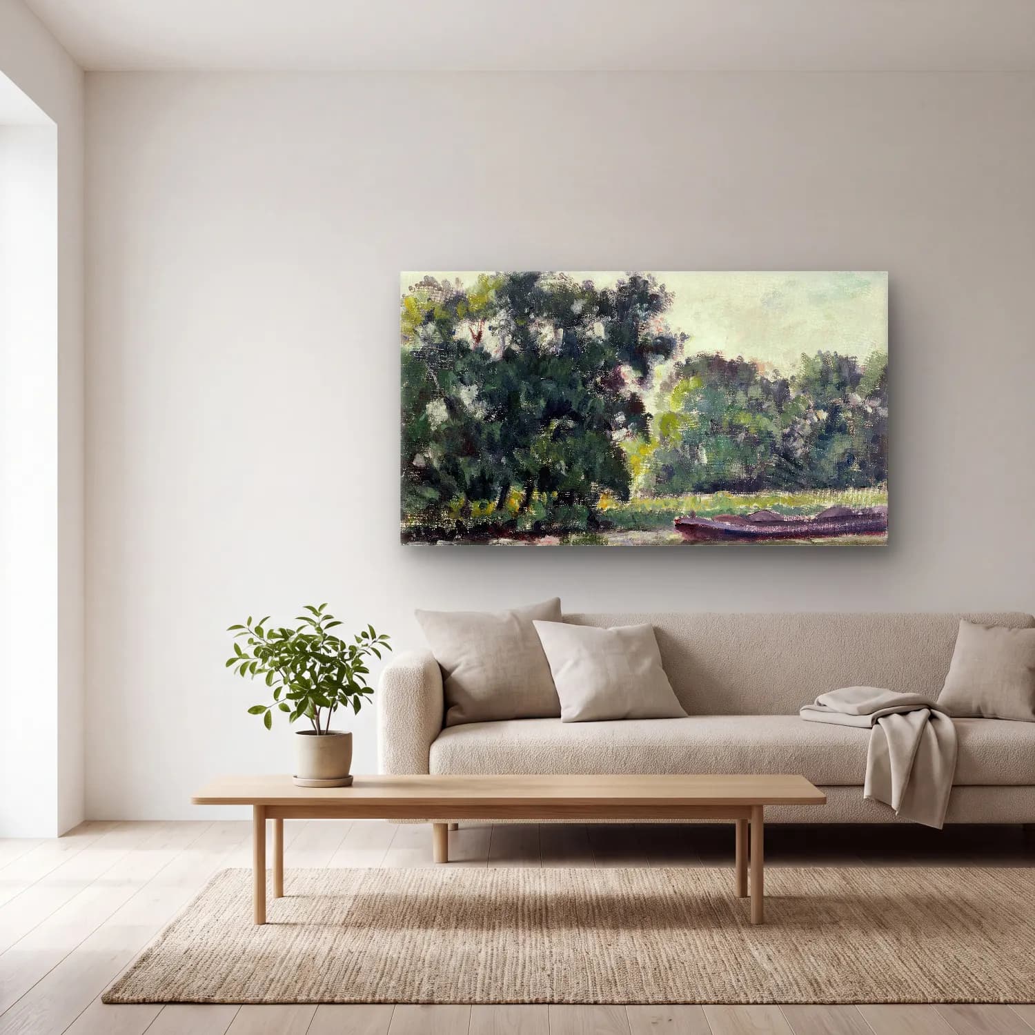 Alfred William Finch – Richmond, a River Landscape cam tablo — açık renk salonda