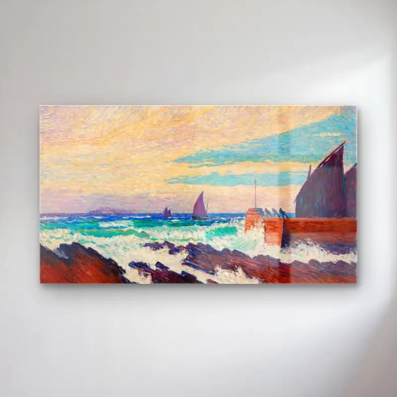 Alfred William Finch – Rosehearty pier (Roseheartyn aallonmurtaja) cam tablo — Alfred William Finch – Rosehearty pier (Roseheartyn aallonmurtaja) — empresyonist yelkenliler