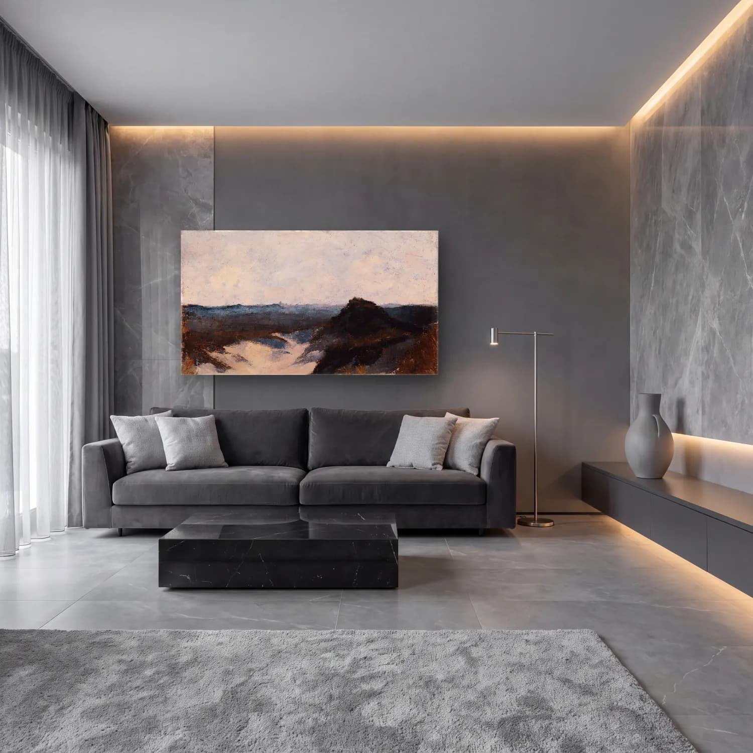 Alfred William Finch – Shore View, Knocke cam tablo — lüks salon duvarında