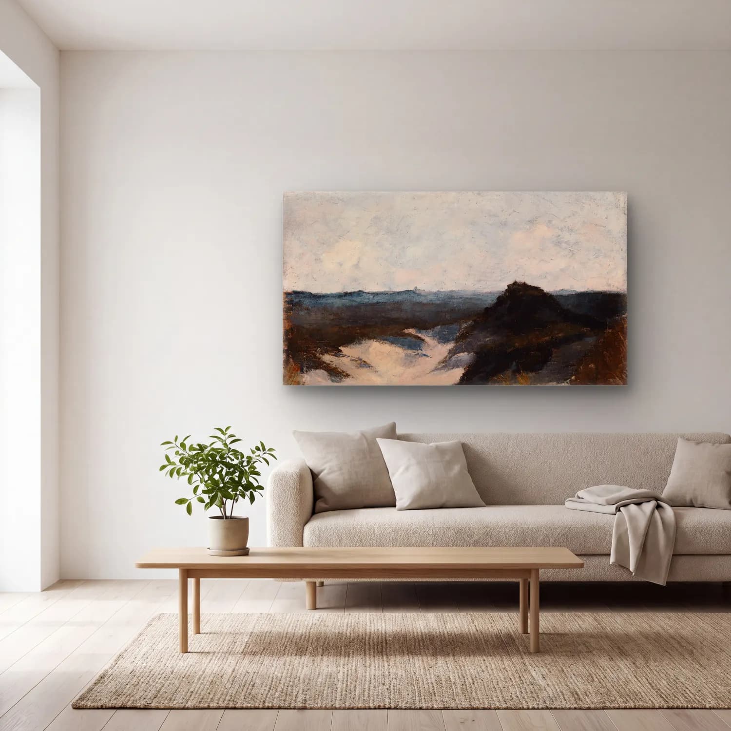 Alfred William Finch – Shore View, Knocke cam tablo — açık renk salonda