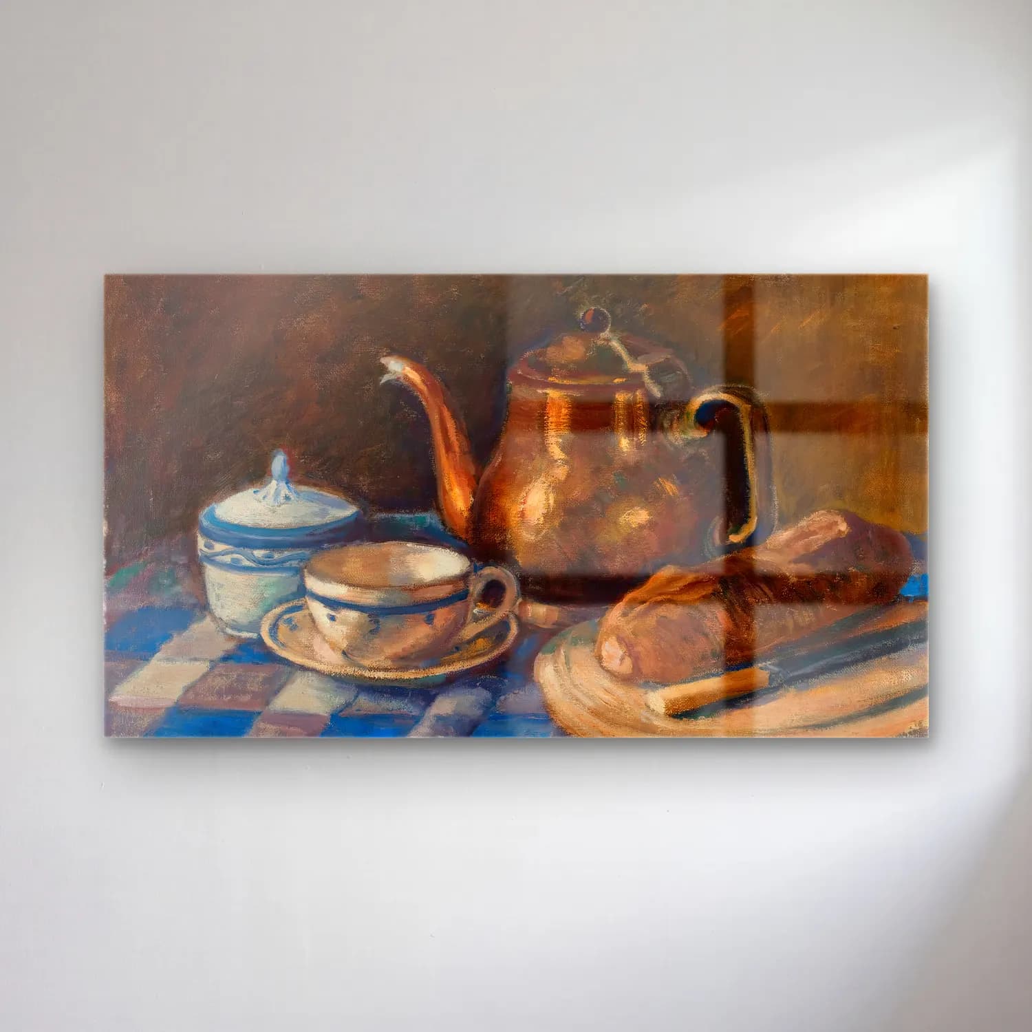 Alfred William Finch – Still Life – Pastel Tonlar cam tablo — Alfred William Finch – Still Life – Pastel Tonlar — yağlı boya ekmek ve pastalar