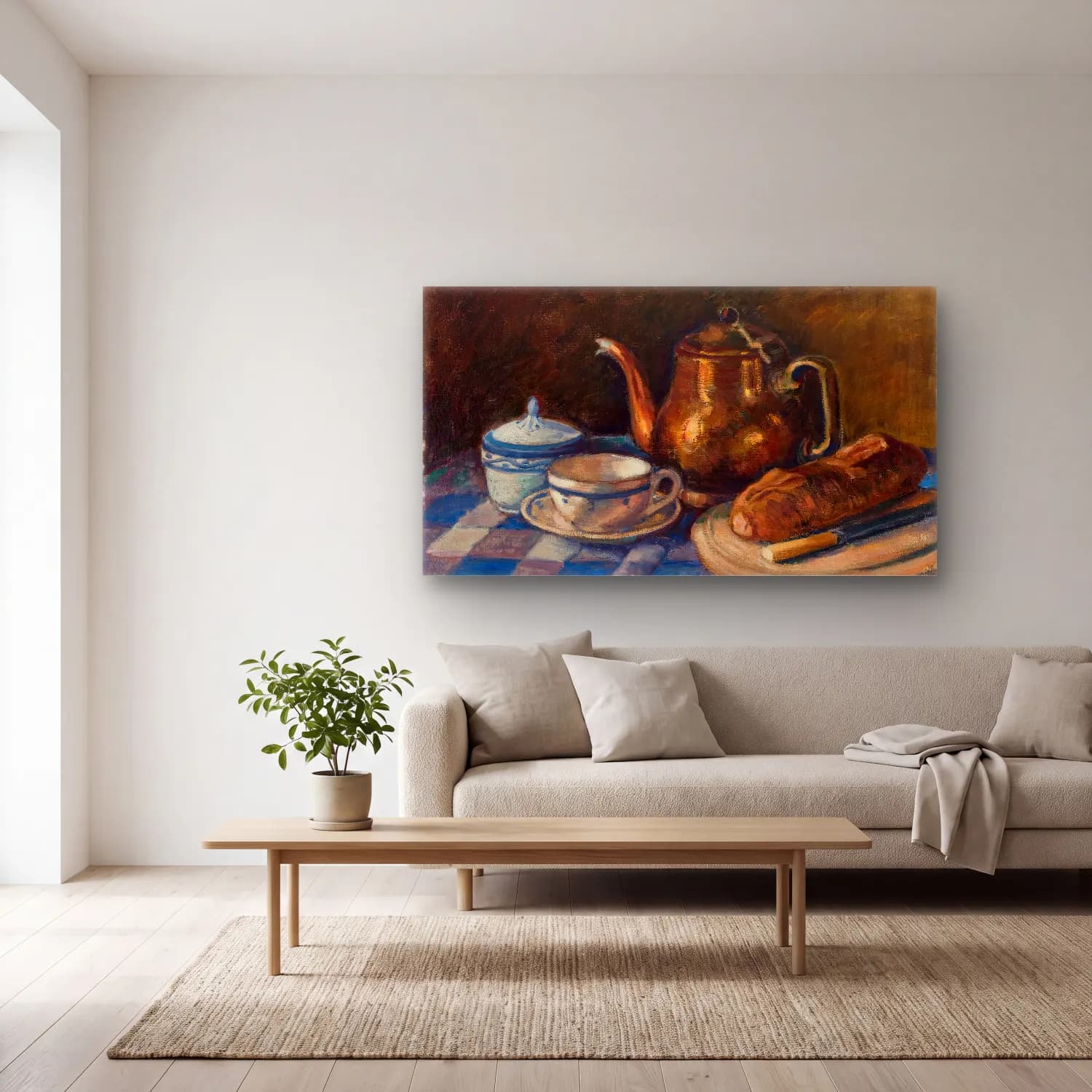Alfred William Finch – Still Life – Pastel Tonlar cam tablo — açık renk salonda