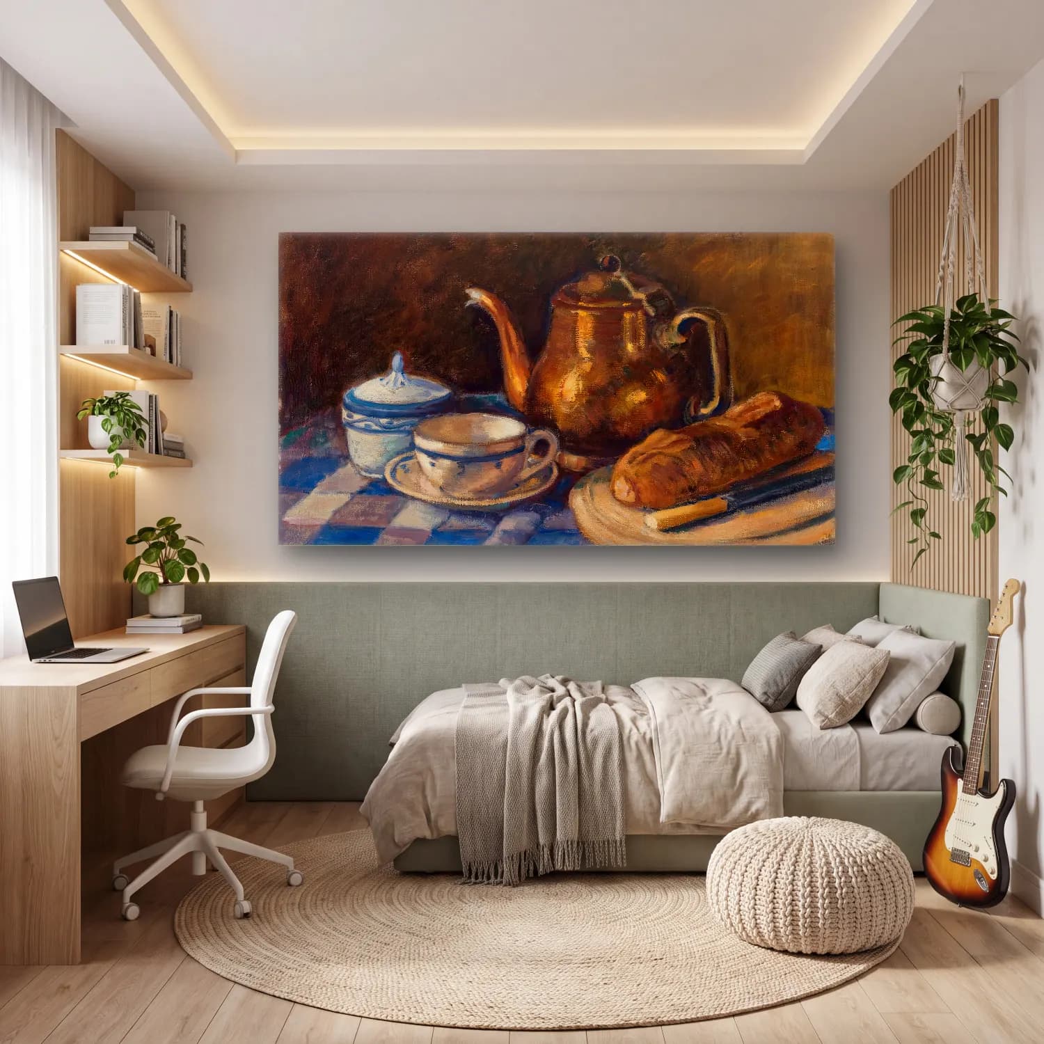 Alfred William Finch – Still Life – Pastel Tonlar cam tablo — genç odasında