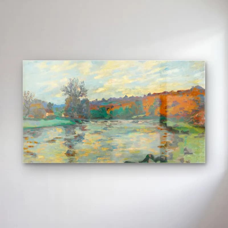 Armand Guillaumin – Barrage De Genetin, Crozant (circa 1898) cam tablo — Armand Guillaumin – Barrage De Genetin, Crozant (circa 1898) — empresyonist kırda nehir
