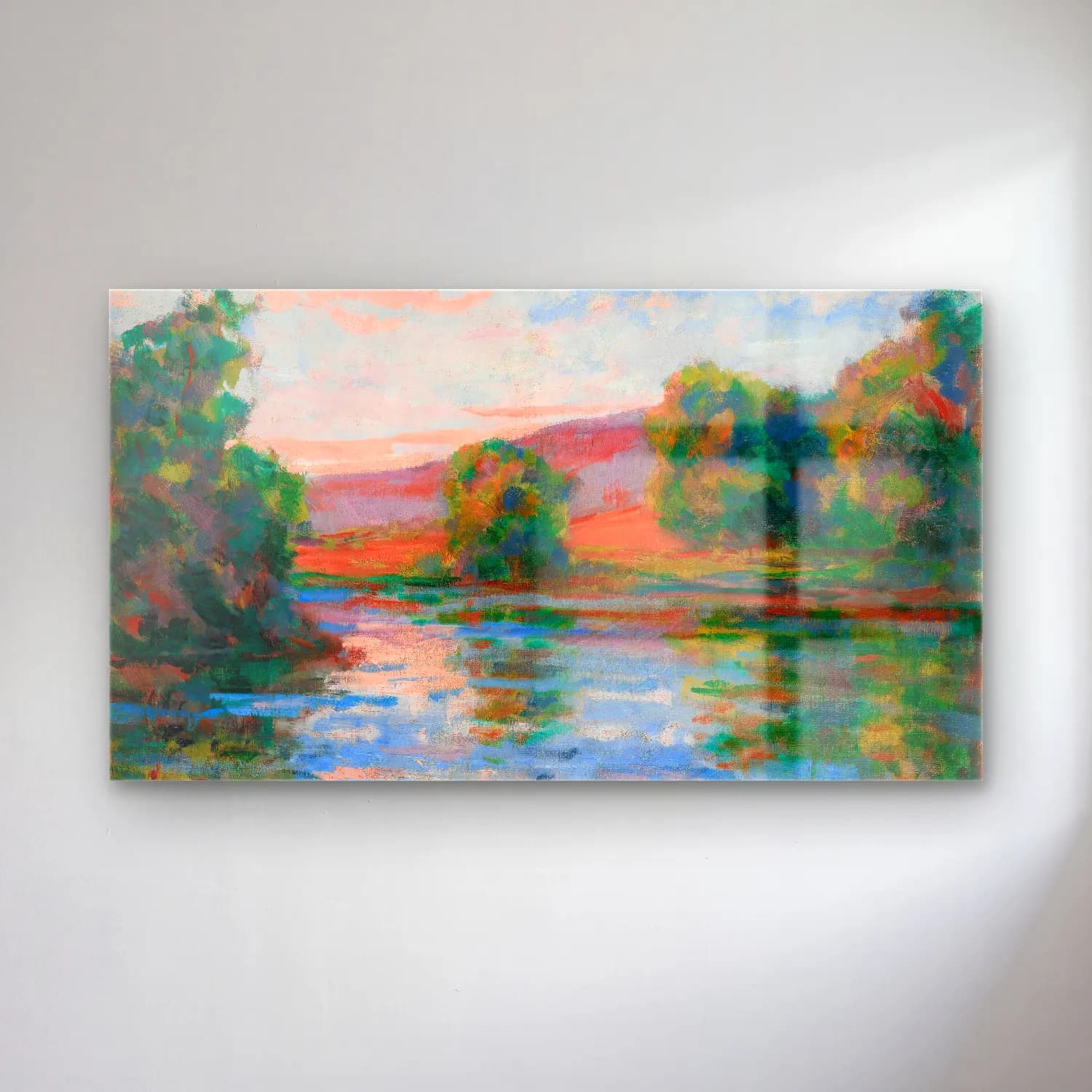 Armand Guillaumin – Bord De L’eau cam tablo — Armand Guillaumin – Bord De L’eau — empresyonist gün batımında göl