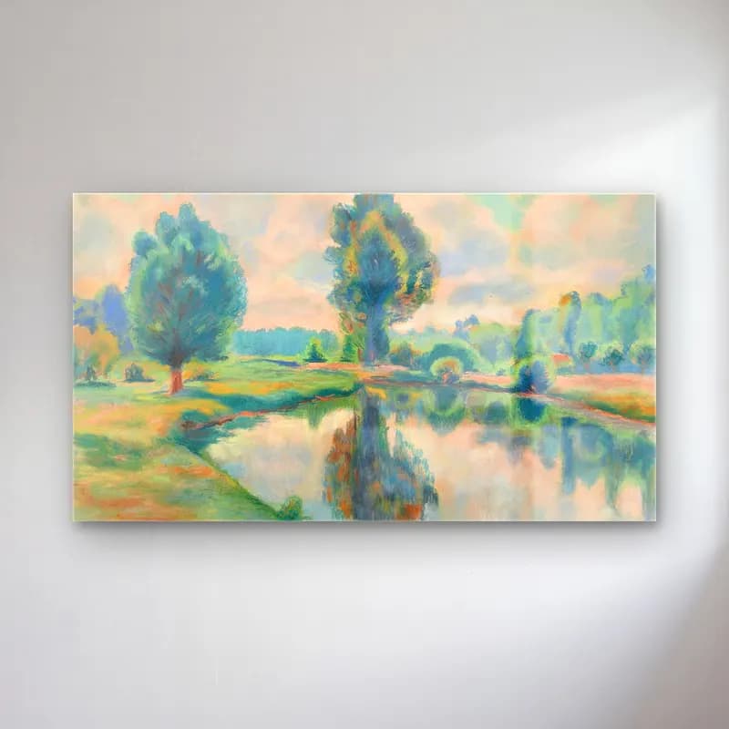 Armand Guillaumin – Bord de rivière (circa 1900) cam tablo — Armand Guillaumin – Bord de rivière (circa 1900) — empresyonist kırda nehir