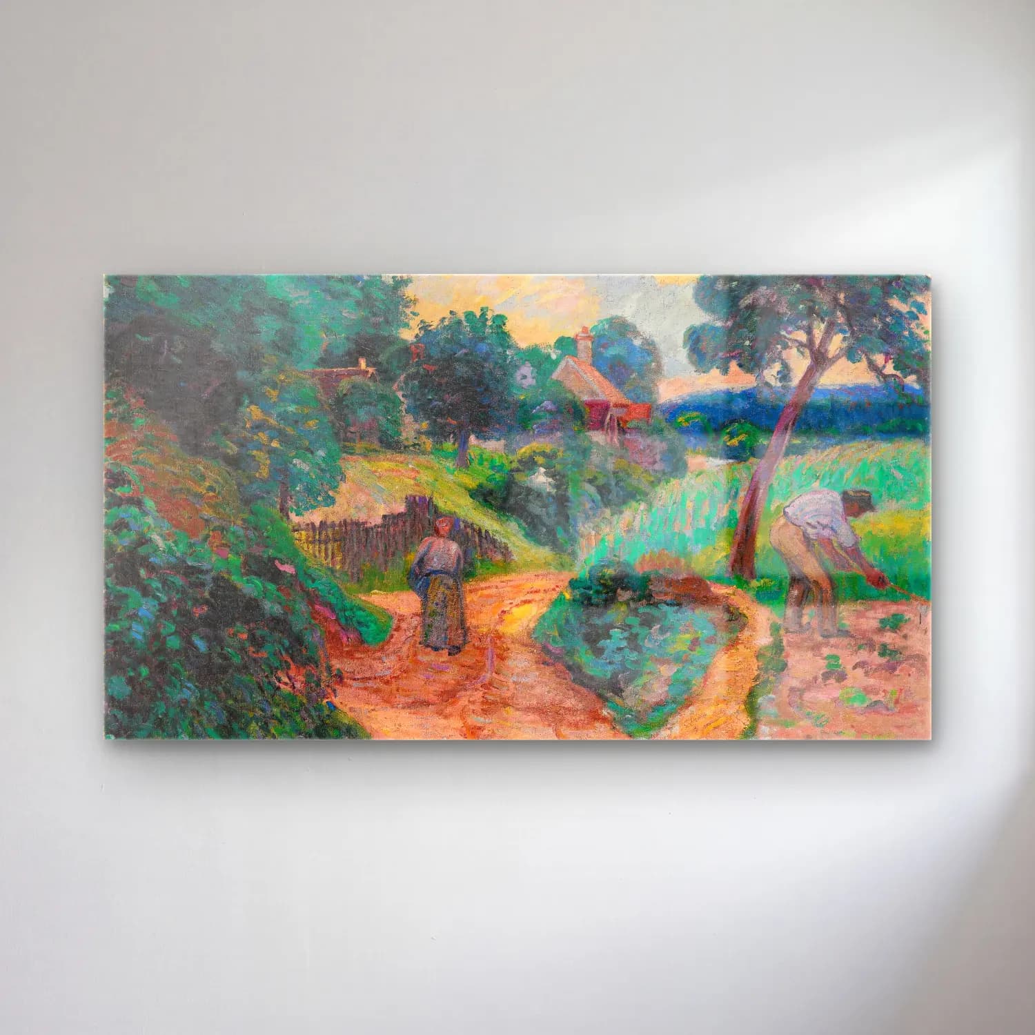 Armand Guillaumin – Chemin Des Carrières À Miregaudon cam tablo — Armand Guillaumin – Chemin Des Carrières À Miregaudon — empresyonist köy sokağı