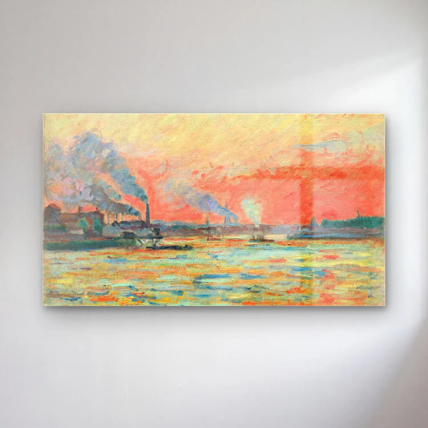 Armand Guillaumin – Confluent de la Seine et de la Marne à Ivry cam tablo — Armand Guillaumin – Confluent de la Seine et de la Marne à Ivry — empresyonist liman ve tekneler