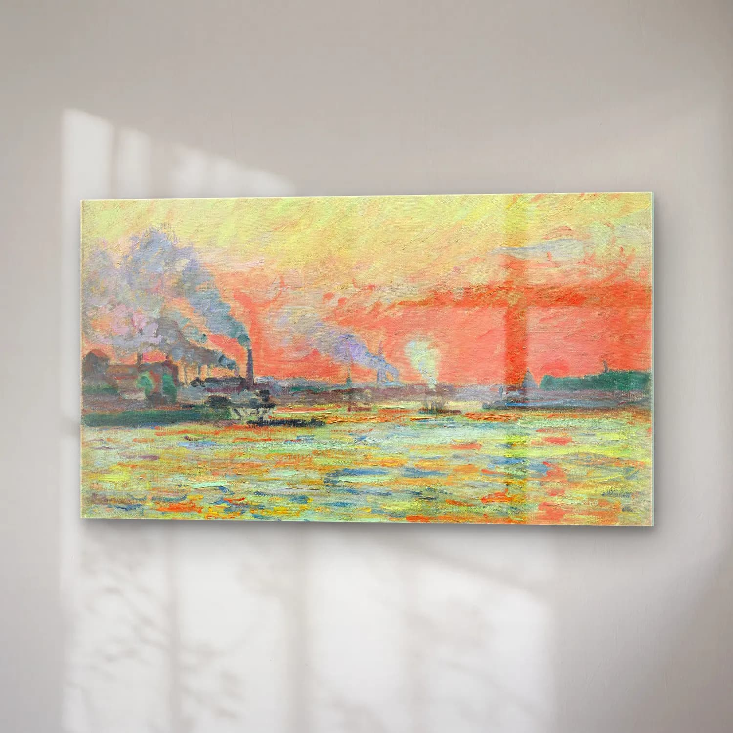 Armand Guillaumin – Confluent de la Seine et de la Marne à Ivry cam tablo — sağ açıdan görünüm