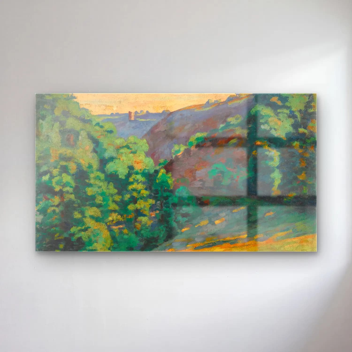 Armand Guillaumin – Crozant, Le Ravin De La Sedelle À La Folie (circa 1910) cam tablo — Armand Guillaumin – Crozant, Le Ravin De La Sedelle À La Folie (circa 1910) — empresyonist yeşil tepeler