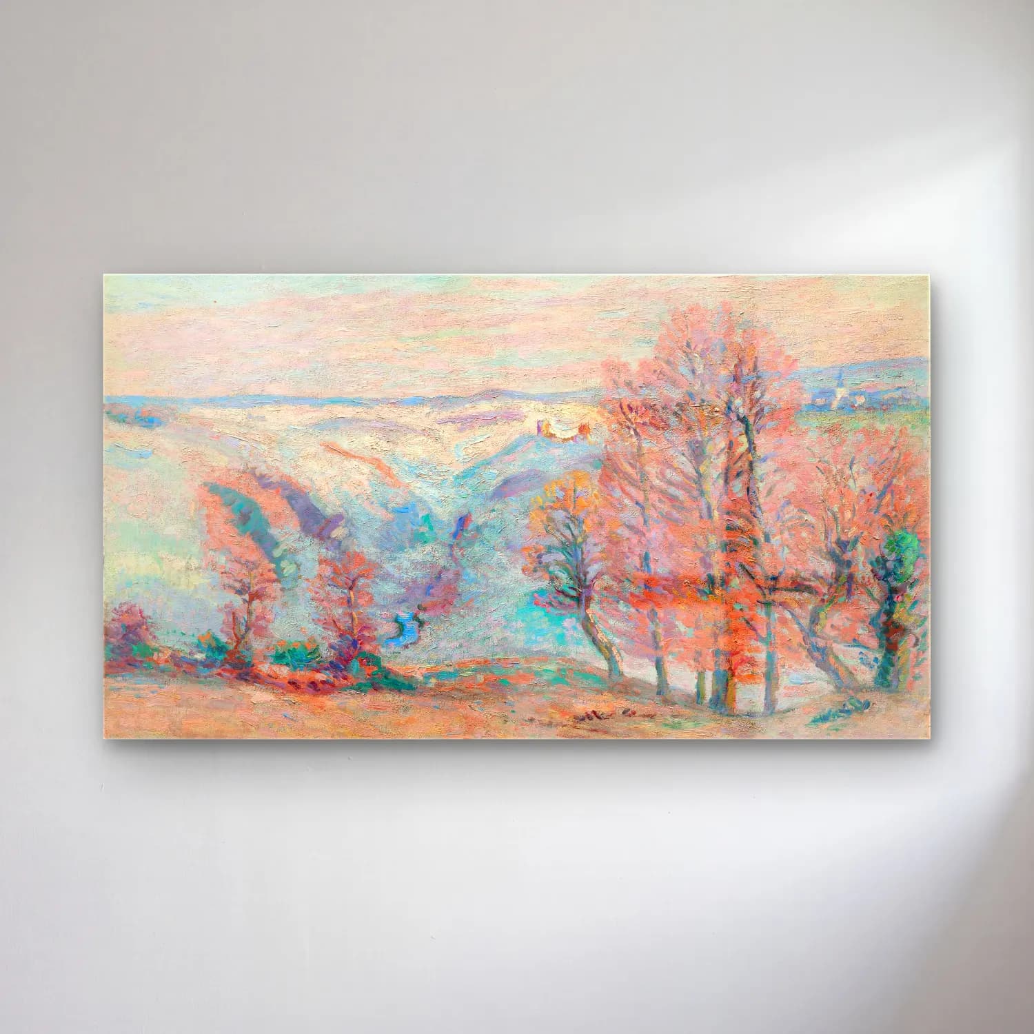 Armand Guillaumin – Gelée blanche à Crozant cam tablo — Armand Guillaumin – Gelée blanche à Crozant — empresyonist karlı kış manzarası