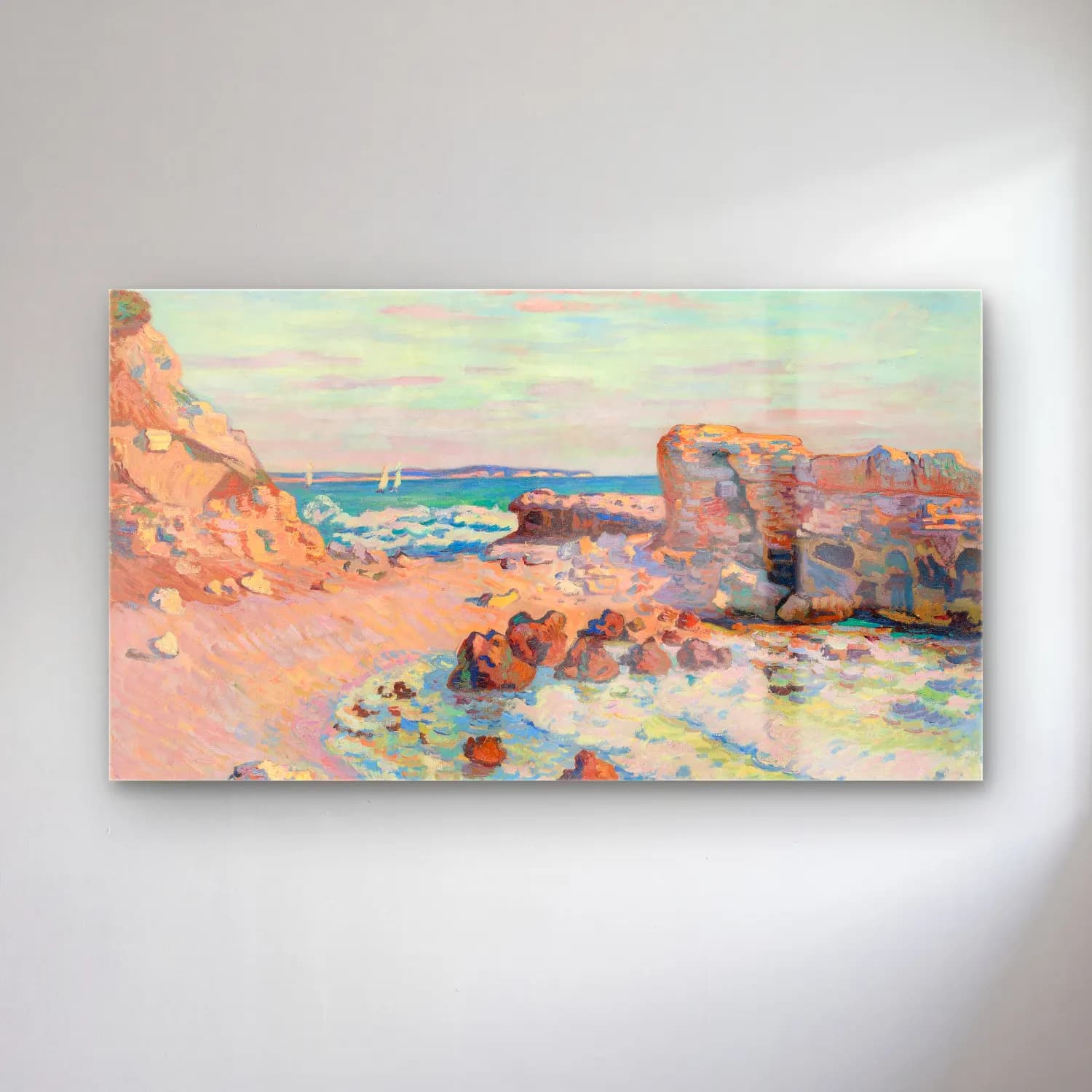 Armand Guillaumin – La Pierriere À Saint-Palais, Marée Montante (circa 1900) cam tablo — Armand Guillaumin – La Pierriere À Saint-Palais, Marée Montante (circa 1900) — empresyonist dalgalı sahil