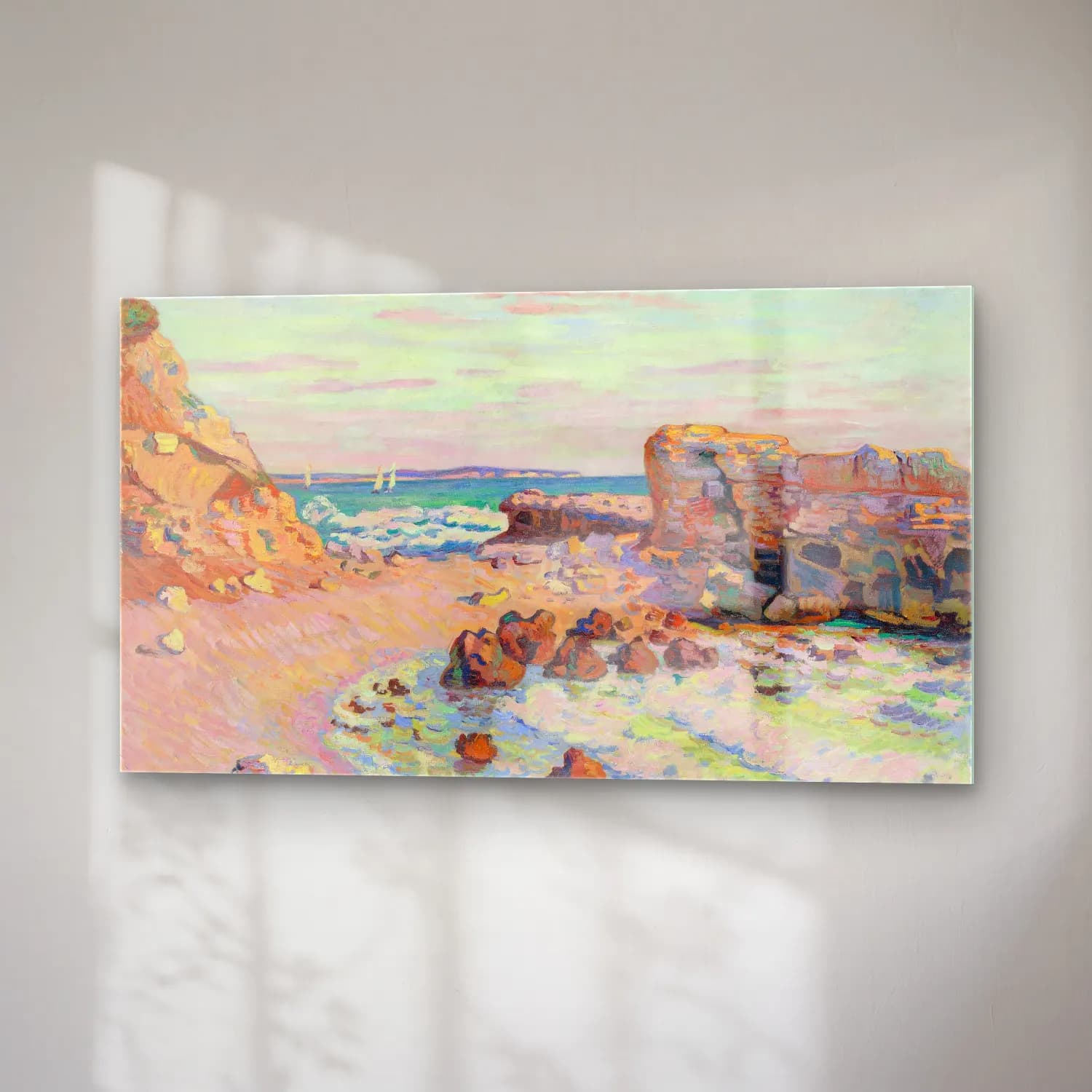 Armand Guillaumin – La Pierriere À Saint-Palais, Marée Montante (circa 1900) cam tablo — sağ açıdan görünüm