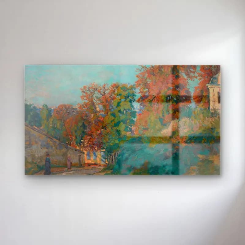Armand Guillaumin – La Promenade (Une Rue en Ile-de-France) (circa 1875) cam tablo — Armand Guillaumin – La Promenade (Une Rue en Ile-de-France) (circa 1875) — empresyonist köy sokağı