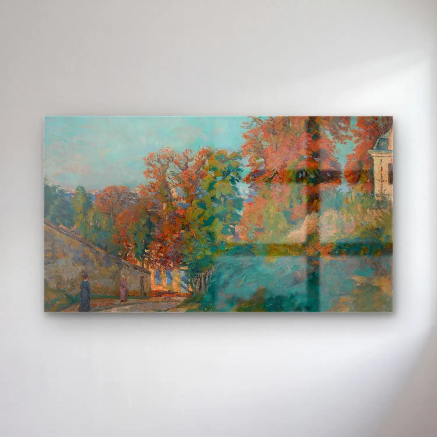 Armand Guillaumin – La Promenade (Une Rue en Ile-de-France) (circa 1875) cam tablo — Armand Guillaumin – La Promenade (Une Rue en Ile-de-France) (circa 1875) — empresyonist köy sokağı