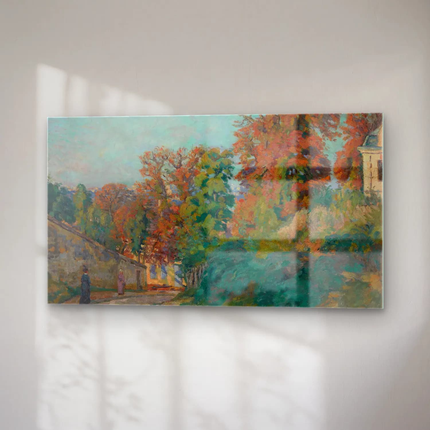 Armand Guillaumin – La Promenade (Une Rue en Ile-de-France) (circa 1875) cam tablo — sağ açıdan görünüm