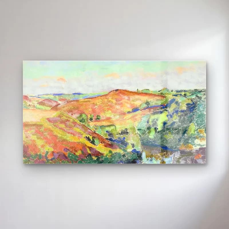 Armand Guillaumin – Landscape in Crozant cam tablo — Armand Guillaumin – Landscape in Crozant — empresyonist yeşil tepeler